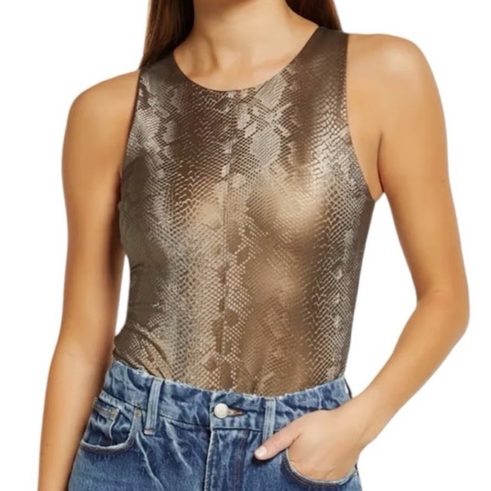 Good American Metallic Snake Print Tank Top